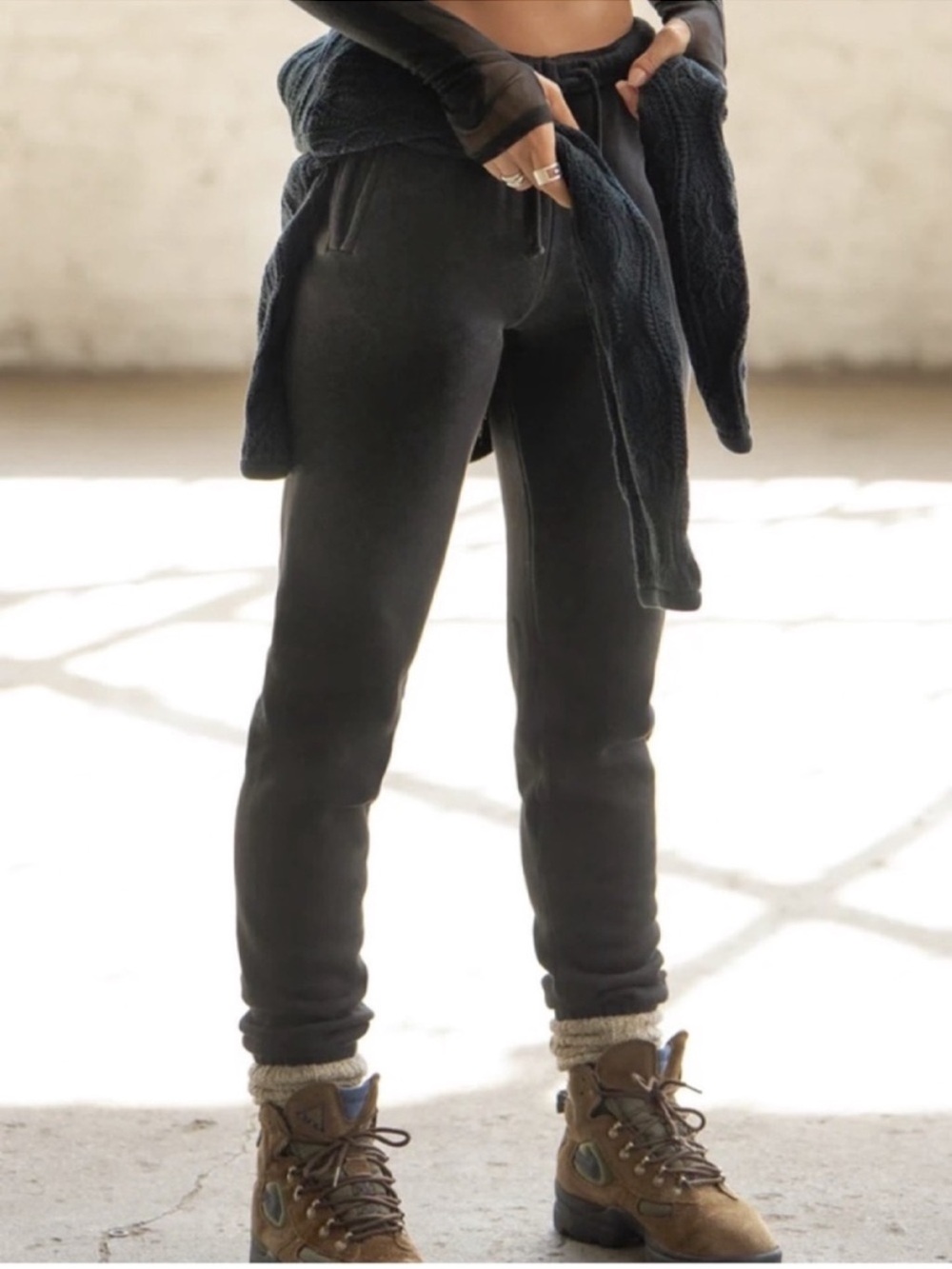 ♡ Joah Brown NWT Empire Joggers Black French Terry